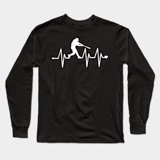 Baseball Heartbeat Pulse - Funny Baseball Long Sleeve T-Shirt